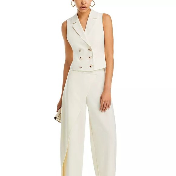 AQUA Double-Breasted Vest Ivory M NWT - Picture 3 of 8